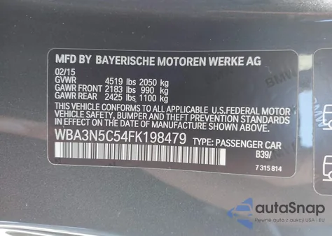 2015 BMW 428I xDrive z USA, uszkodzony, nr VIN WBA3N5C54FK198479
